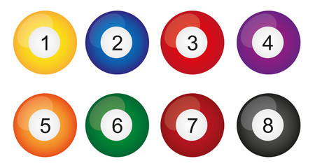 billiard balls isolated over white background vector