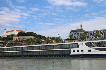 Naklejka premium Riverbank of Danube river in Bratislava, Slovakia