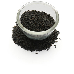black sesame isolated in  a glass plate