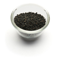black sesame isolated in  a glass plate