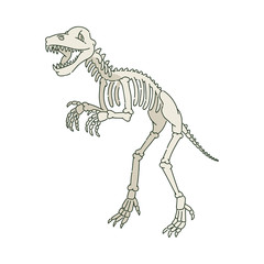 Ancient prehistoric dinosaur skeleton in sketch style