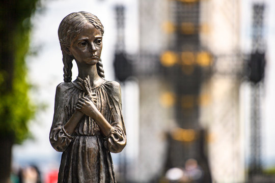 Fragment of Memorial to the victims of the Holodomor, dedicated to victims of the Holodomor (big hunger in Ukraine) 1932 - 1933. Kyiv, Ukraine.  July 2019