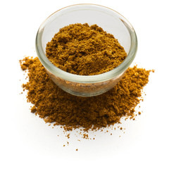 ground curry isolated in  a glass plate