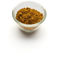 ground curry isolated in  a glass plate
