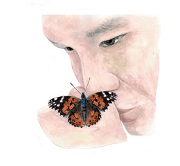 Obraz premium butterfly with a man