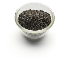 poppy seeds isolatedin a glass plate
