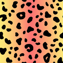 Leopard gradient pastel seamless pattern. Animal Print Yellow and coral color 90's. Vector Cheetah fashion print.