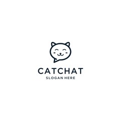 Sweet cat chat logo design vector illustration