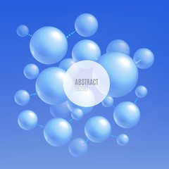 Blue molecule atoms - abstract background for science and technology banner design