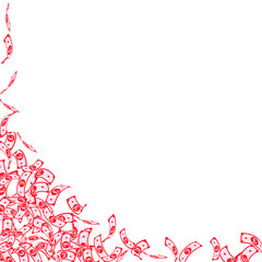 British pound notes falling. Small GBP bills on wh