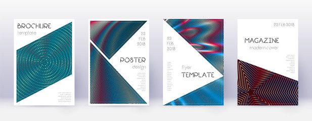 Triangle brochure design template set. Red abstrac