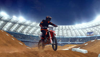 Motocross riders in action. Supercross. Motocross sport.