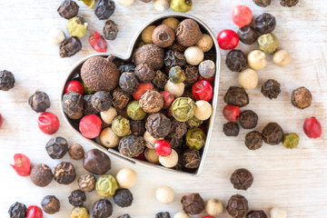 Multi Colored Peppercorns in a Heart Shape