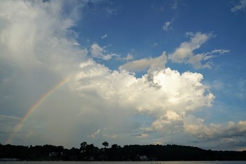 Rainbow and Clouds with Blue Sky