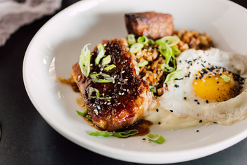 Pork Shoulder and Roasted Pork Belly with Fried Egg