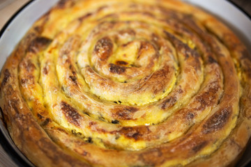 Traditional Bosnian homemade pie with cheese