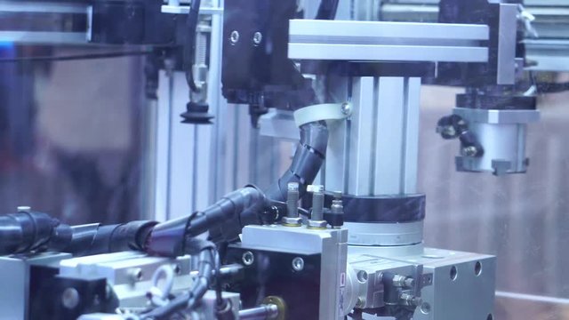 Part of the system of industrial robot in the top of the world footage 4K