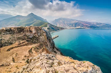 Foto op Plexiglas Panoramisch zicht op kustplaats El Jebha in Noord-Marokko aan de Middellandse Zee © marketanovakova