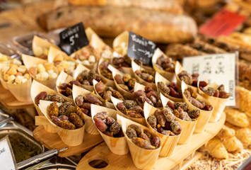 Sausage for sale at local street market, Aix-en-Provence,France