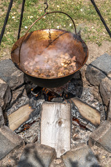A traditional Hungarian dish is the kettle goulash. It is prepared over an open fire and consists...