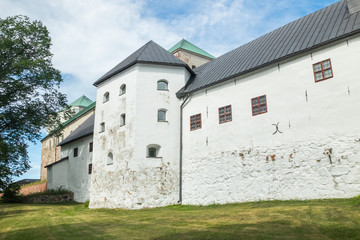 Fototapeta na wymiar Turku, Finland - June 29, 2019: Old medieval castle.