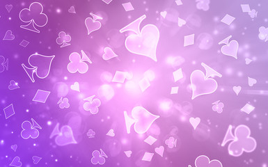 Shining blue pattern of playing cards symbols.