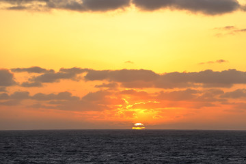 Sunset in the middle of the pacific ocean
