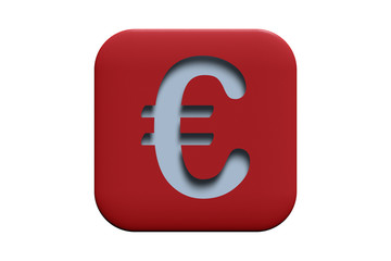 Fototapeta premium Red textured icon with euro sign isolated on white, 3d illustration