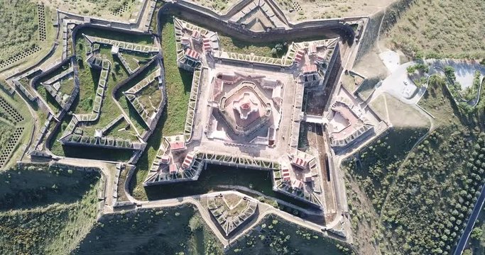 Panoramic landscape of fortress of Nossa Senhora da Graca in Elvas, Portugal 