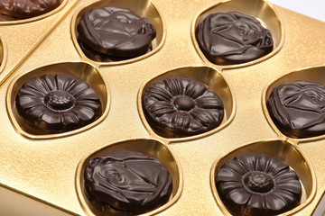 Chocolate box, flower shape chocolates in a box