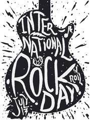 Splatter Design of a Guitar for Rock 'n' Roll Day, Vector Illustration