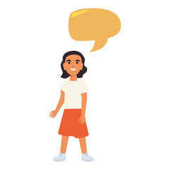 young woman portrait talk bubble