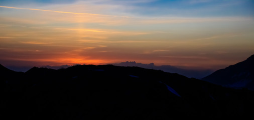 Beautiful sunrise at the famous Grossglockner High Alpine Road, Salzburg, Austria