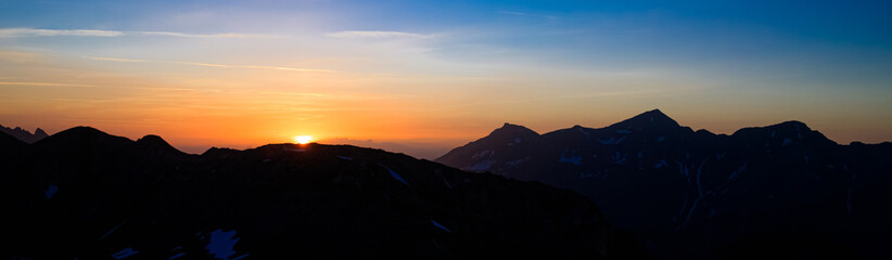 Beautiful sunrise at the famous Grossglockner High Alpine Road, Salzburg, Austria