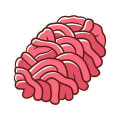 Ground meat color icon. Butchers product. Ingredient for meatballs. Meat production and sale. Butchery business. Isolated vector illustration