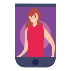 happy young woman in smartphone