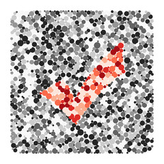 Checkmark sign color distributed circles dots illustration