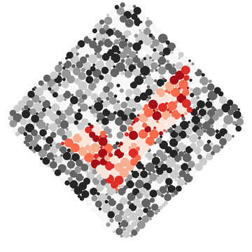 Checkmark sign color distributed circles dots illustration