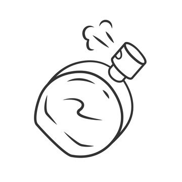 recommend clip art: Fashionable perfume bottle linear icon. Feminine toilette attribute thin line illustration. Perfumery contour symbol. Vector isolated outline drawing. Editable stroke. Container with fragrant water