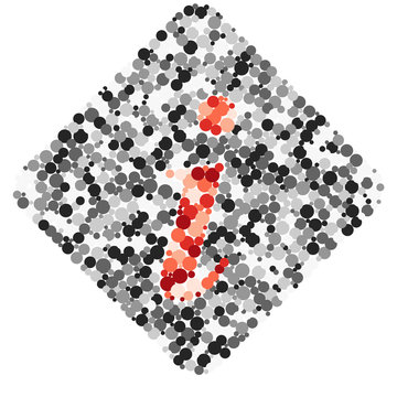 i letter color distributed circles dots illustration
