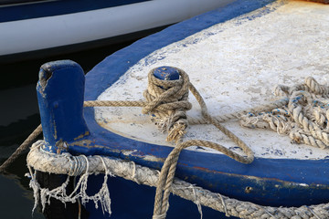 Rope for tying a boat on the pier