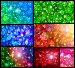 Raster set of colored poker backgrounds.