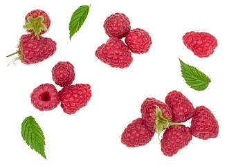 Raspberries isolated on white. Top view