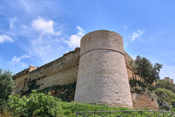 Fototapeta na wymiar Medieval stone fortified tower in Magliano in Tuscany, Italy..
