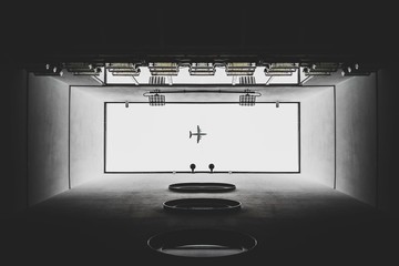 grayscale photo of garage