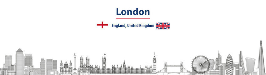 London cityscape line art style vector detailed illustration. Travel background  © brichuas