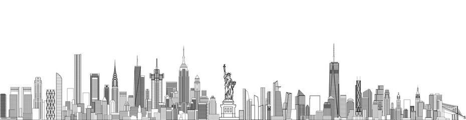 New York cityscape line art style vector detailed illustration. Travel background  © brichuas