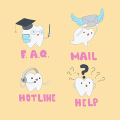 A set of teeth characters for social communication.