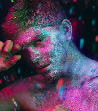 man covered with glitters