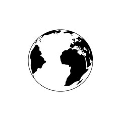 Planet Earth black and white icon. Flat planet Earth icon. vector illustration for web banner, silhouette